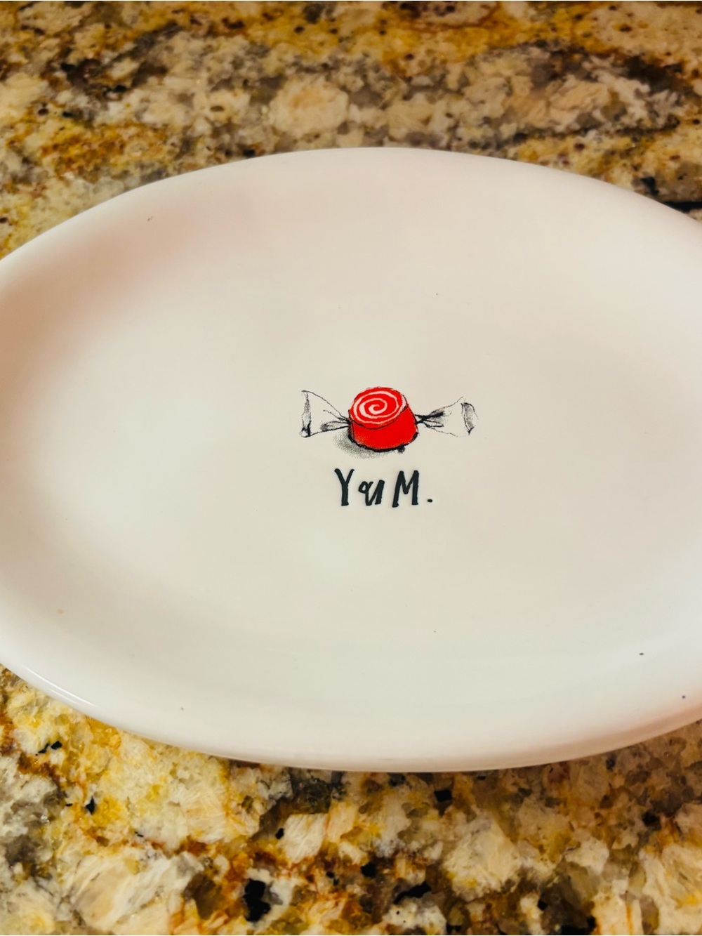 Rae Dunn Oval Ceramic Platter in White with Soft Cream Rim 6” x 8”